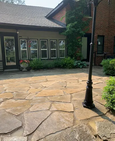 Flagstone Patio Installation detail view