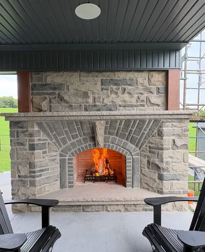 Tile Cap Types Outdoor Stone Fireplace Construction | East West Stone