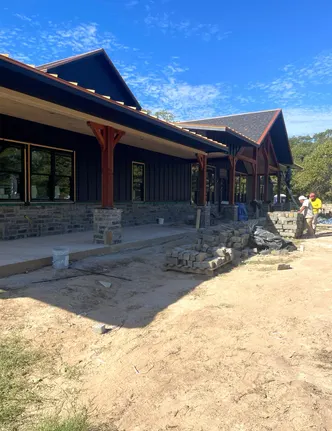 Stone Column Bases and Wainscot on a Craftsman Porch
