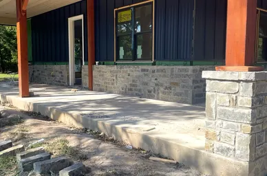 Stone Column Bases and Wainscot on a Craftsman Porch detail