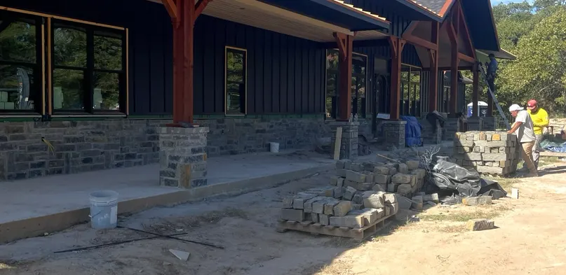 Stone Column Bases and Wainscot on a Craftsman Porch
