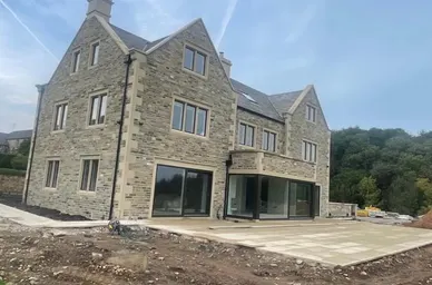 Cut-Stone Facade on a New Two-Story Home detail