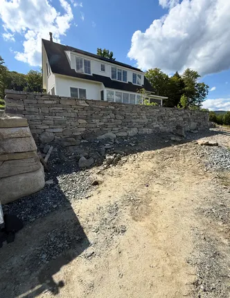 Hillside Natural Stone Retaining Wall