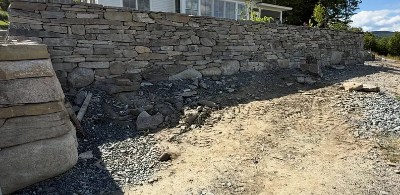 Hillside Natural Stone Retaining Wall