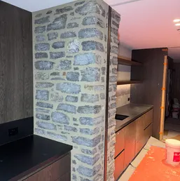 Interior Stone Veneer Columns in an Open Kitchen, photo 1