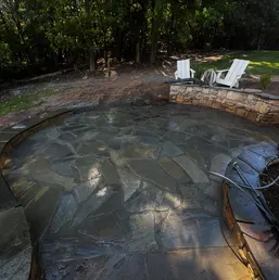 Flagstone Patio and Stone Steps on a Sloped Lot, photo 1