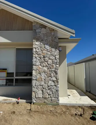 Stone Veneer Column on a Modern Home