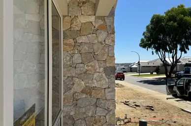 Stone Veneer Column on a Modern Home detail