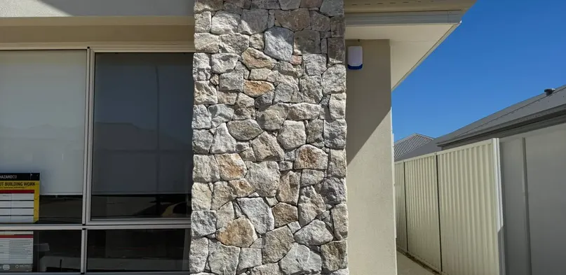 Stone Veneer Column on a Modern Home
