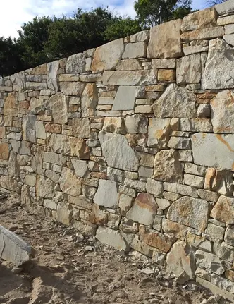 Natural Stone Wall Under Construction