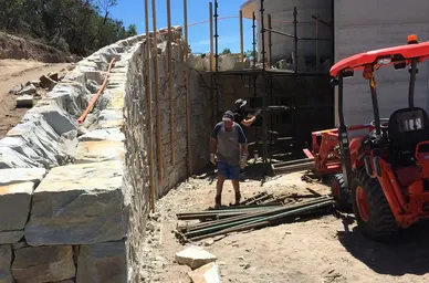 Natural Stone Wall Under Construction detail