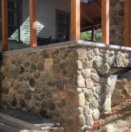 River Rock Porch Columns and Outdoor Fireplace, photo 3