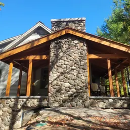 River Rock Porch Columns and Outdoor Fireplace, photo 6