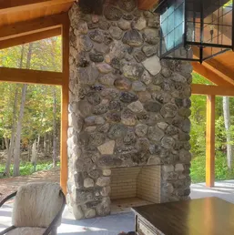 River Rock Porch Columns and Outdoor Fireplace, photo 8