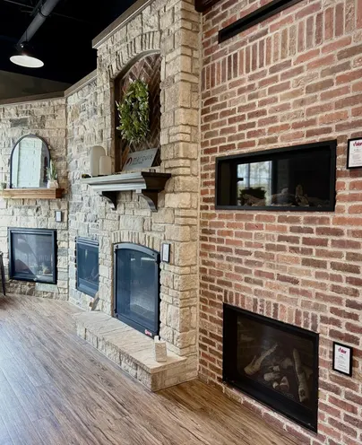 Stone Fireplace Installation detail view