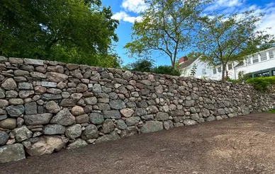 Stone Retaining Wall Installation example