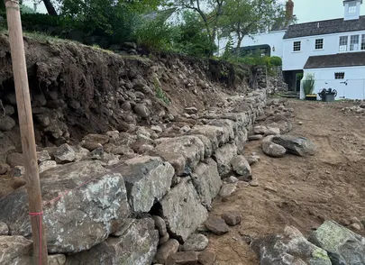 Stone Retaining Wall Installation process